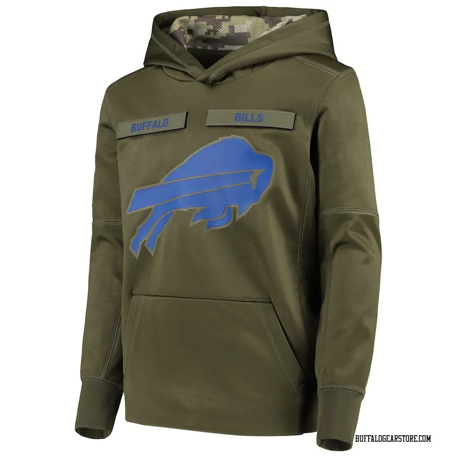 Green Youth Buffalo Bills 2018 Salute to Service Pullover Performance Hoodie  - Buffalo Store